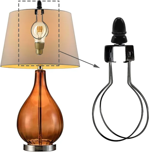 Miniatura 4 de ECUDIS Paquete de 2 adaptadores para pantalla de lámpara con clip, color negro