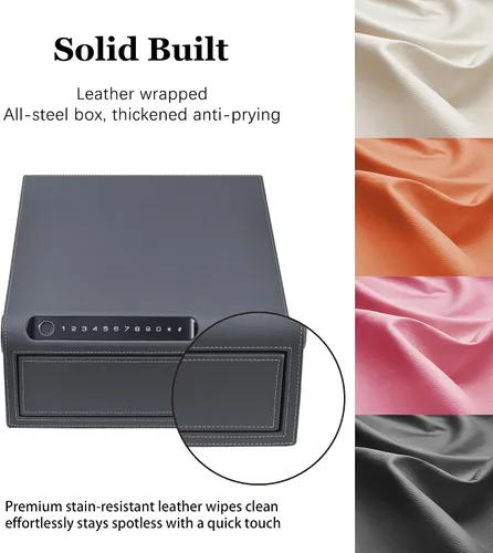 Miniatura 5 de Caja fuerte para joyas con cajones, biométrico de huellas dactilares, caja fuerte deslizante para pistolas, caja fuerte para almacenamiento de joyas