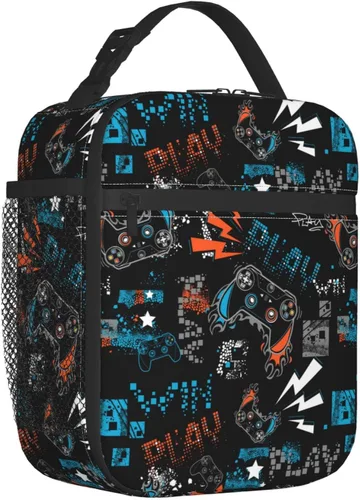 Miniatura 3 de YETTA YANG Fresco videojuego divertido portátil bolsa de almuerzo aislada caja de almuerzo reutilizable bolsas para mujeres hombres trabajo picnic