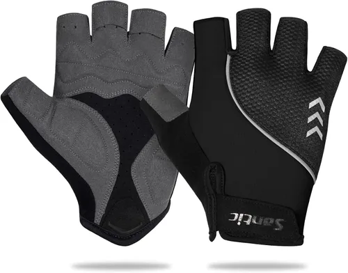 Miniatura 2 de Santic Guantes de ciclismo para adultos, guantes de ciclismo de medio dedo con almohadilla antideslizante que absorbe los golpes, guantes