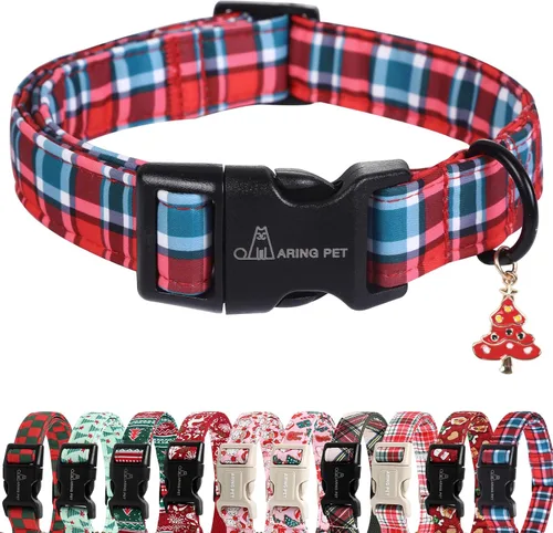Miniatura 15 de Aring Pet Collar navideño para perro, lindo, ajustable, de algodón, para cachorros, perros pequeños, medianos y grandes, con copos de nieve, rojo Z