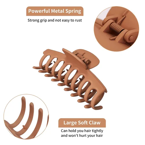 Miniatura 6 de 6 pinzas para el cabello de garra cuadrada mate medianas y grandes para mujeres: estilo versátil para cabello grueso y fino