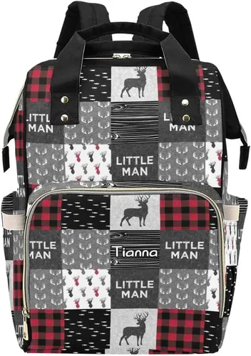 Miniatura 22 de XOZOTY Antler Man Woodland - Bolsas de pañales de camuflaje con nombre impermeable para mamá, mochila de lactancia, bolsas de bebé, regalos