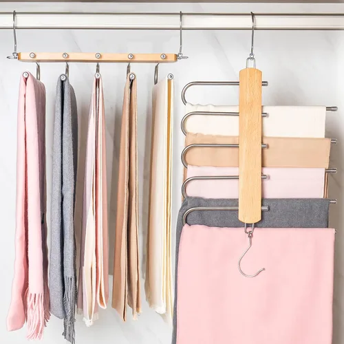 Paquete de 2 perchas mágicas para pantalones, organizador de armario colgante que ahorra espacio para pantalones, jeans, leggings, faldas, bufandas,