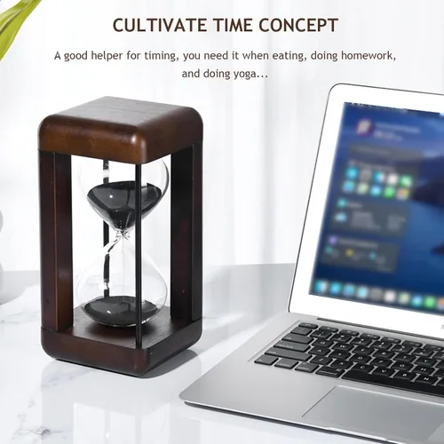 Miniatura 5 de Temporizador de arena, reloj de arena de 30 minutos, reloj de arena decorativo grande de madera maciza, cristal de hora con arena, utilizado