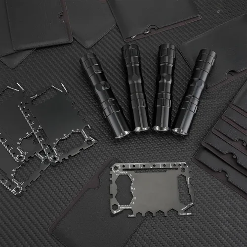Miniatura 5 de Retisee 24 piezas de regalos a granel para hombres, cartera de tarjetas de crédito, multiherramienta, linternas negras, 46 en 1, herramienta
