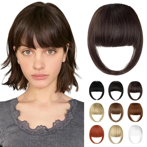Miniatura 10 de Bangs Hair Clip in Bangs, French Ash Blonde Fake Bangs Hair Clip on Bangs for Women Fringe with Temples Hairpieces Faux Bangs for Daily Wear