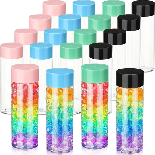 Hoolerry 16 botellas sensoriales de plástico vacías con tapas, botellas de agua sensoriales de plástico transparente reutilizables para Rosa Verde