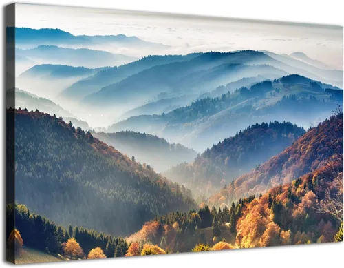 Miniatura 18 de Arte de pared de montaña al atardecer para sala de estar, imagen de montaña Blue Ridge de la naturaleza, impresiones en lienzo del paisaje del Gran