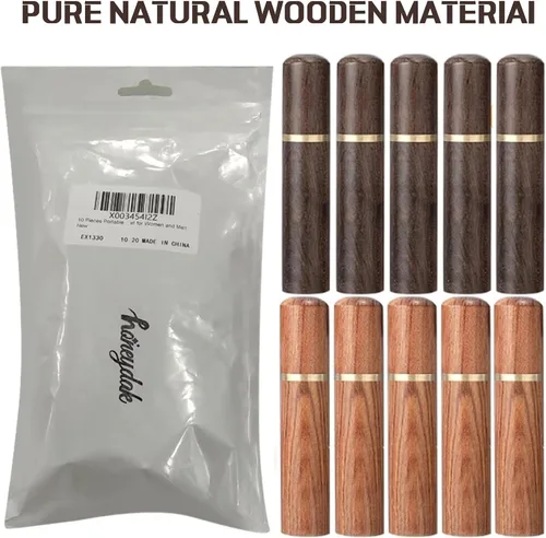 Miniatura 7 de Honeydak 10 piezas portátil de madera para palillos de dientes, mini caja de púas de dientes de bolsillo, estuche de transporte de palillos