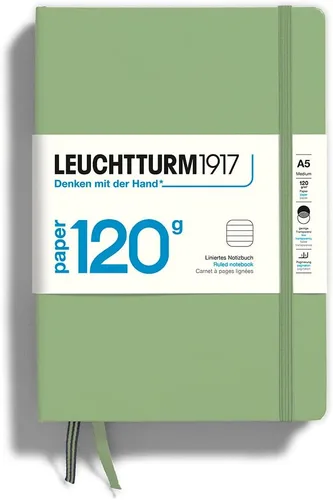 Miniatura 18 de LEUCHTTURM1917 - 120G Edición Especial - Cuaderno Mediano A5 de Tapa Dura Liso (Negro) - 203 Páginas Numeradas con Papel de 120gsm