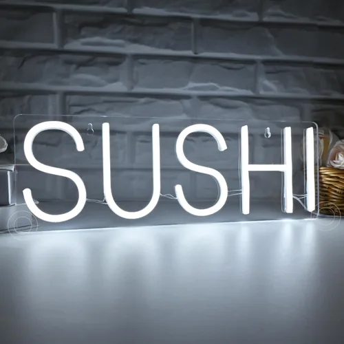 Miniatura 2 de SYLHOME Letrero de luz de neón LED de sushi, letrero de luz de negocios para colgar en la pared, ventanas, decoración de restaurante, pancarta