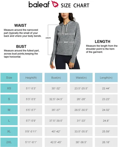 Miniatura 7 de BALEAF Sudaderas con capucha para correr para mujer, camisetas atléticas ligeras con agujeros para el pulgar