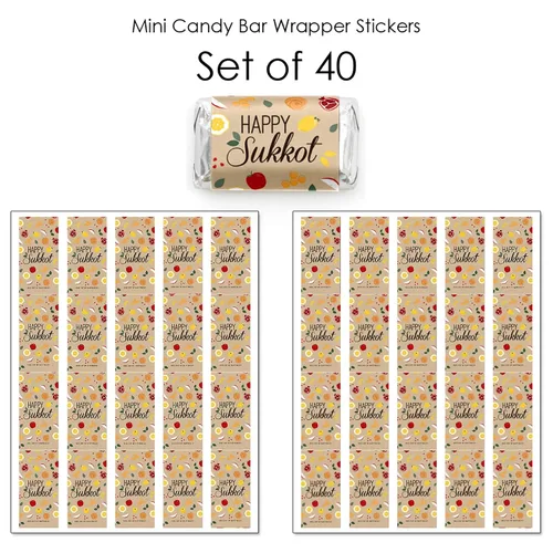Miniatura 3 de Big Dot of Happiness Sukkot - Mini pegatinas de barra de caramelo - Regalos pequeños de vacaciones judías de Sukkah - 40