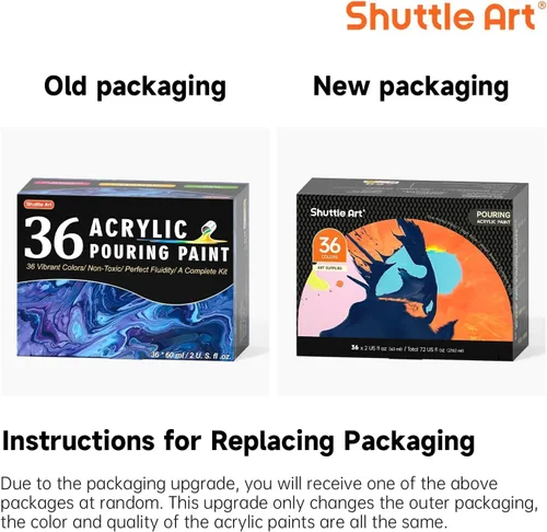 Miniatura 3 de Shuttle Art Pintura acrílica para verter, juego de 36 botellas (2 oz/2.0 fl oz), suministros de vertido de alto flujo premezclados con lienzo, 36