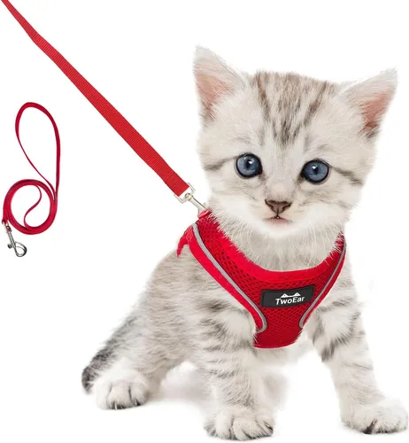 Miniatura 15 de TwoEar Arnés de gato a prueba de escape, suave chaleco ajustable para perro, de malla transpirable, chaqueta reflectante de fácil control para Negro