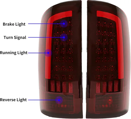 Miniatura 3 de HECASA Conjunto de luces traseras LED compatibles con Dodge Ram 1500 2500 3500 2002-2006, barra de tubo LED, lámpara de señal de giro de freno Lente