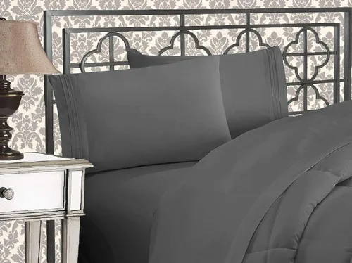 Miniatura 6 de Elegante juego de cómodas sábanas para cama de 1500 hilos resistente a arrugas y a la decoloración, calidad egipcia de lujo ultrasuave de 4 piezas