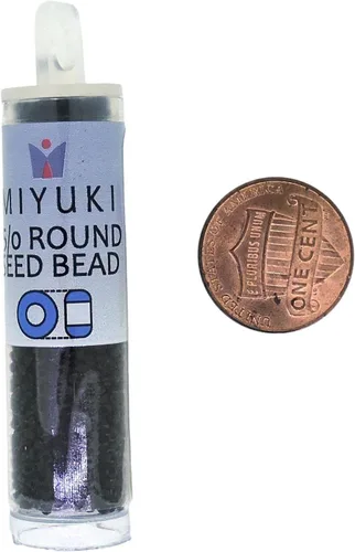 Miniatura 5 de Miyuki Cuentas de semillas redondas tamaño 15/0 0.29 oz negro mate