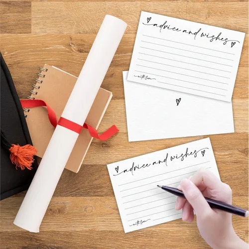 Miniatura 3 de 30 tarjetas de consejos y deseos - Minimalismo blanco - Tarjetas de consejos de relleno de doble cara para novia, boda, fiesta de graduación, señor