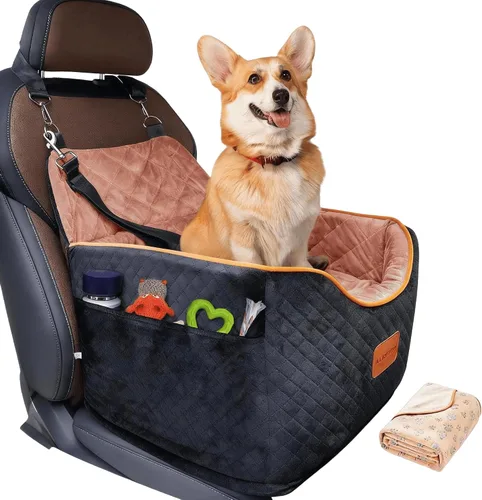 Miniatura 7 de AlfaTok Asiento de Coche para Perros de Espuma Viscoelástica con Funda Lavable y Desmontable, Asiento de Coche para Mascotas Elevado, Asientos