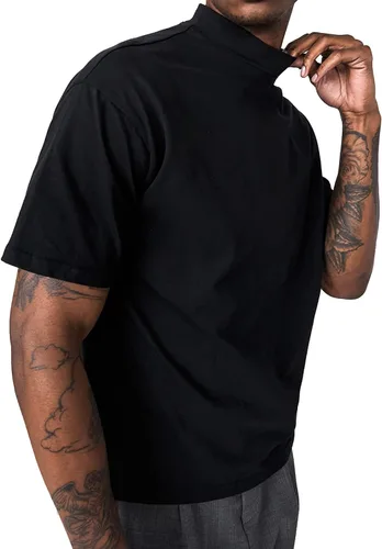 Miniatura 2 de KINGBEGA Camiseta básica ligera de manga larga para hombre, ajuste regular, cuello alto falso