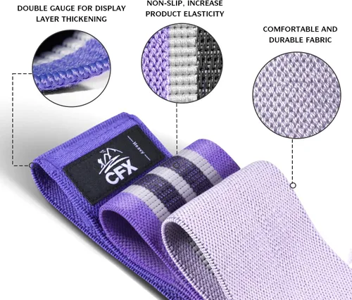 Miniatura 3 de CFX Resistance Bands Set, Exercise Bands with Non-Slip Design for HIPS & Glutes, 3 Levels Workout Bands for Women and Men, Booty Bands for Home