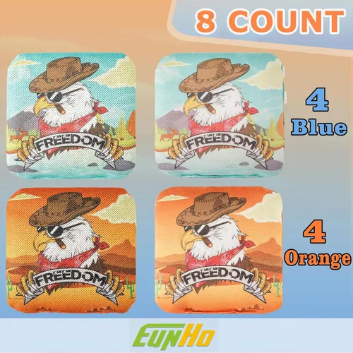 Miniatura 4 de EunHo Cornhole Bags Regulation Dual Sided Set of 8, Professional Cornhole Bean Bags Slick & Sticky Side Bags with Carry Bag Vaca/Águila