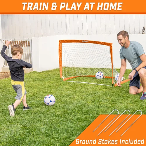 Miniatura 2 de GoSports - Arcos de fútbol portátiles para niños, 13 opciones de color, elige 4 x 3 pies o 6 x 4 pies, redes desplegables de tono