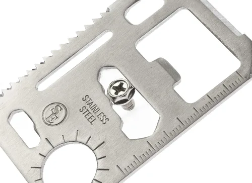 Miniatura 6 de SE Herramienta de bolsillo de supervivencia de acero inoxidable de 11 funciones, compacta, multiherramienta de tamaño de tarjeta de crédito