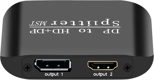 Miniatura 9 de ACHAVE Divisor DisplayPort a HDMI y DisplayPort, concentrador MST 4K, metal negro, adaptador de 1 entrada y 2 salidas, convertidor de señal de video