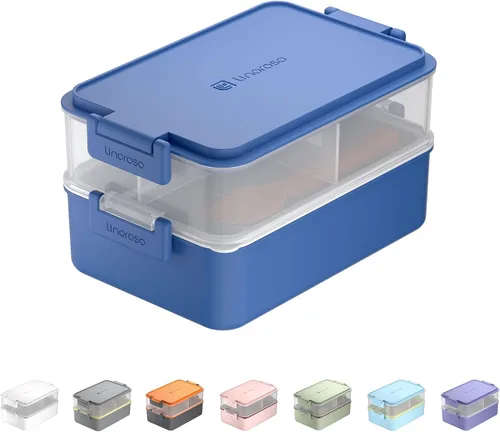 Miniatura 9 de linoroso Caja Bento Apilable Caja de Almuerzo para Adultos Satisface Todas Tus Necesidades Sobre la Marcha de Comida, Ensalada y Aperitivos, Caja