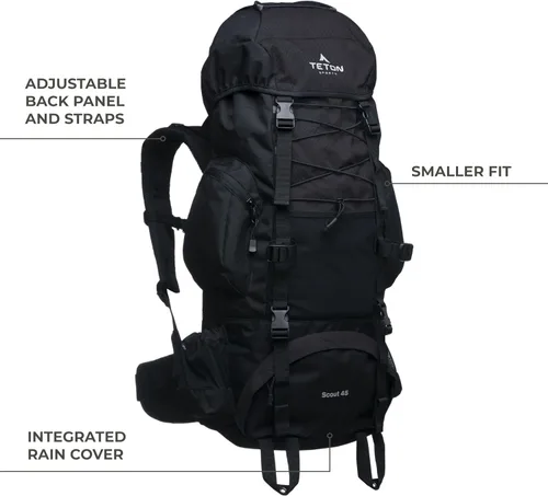Miniatura 2 de Teton - Mochila con marco interno Scout de 55L para senderismo, camping, mochilero, viajes, cubierta de lluvia incluida, Huckleberry Arándano