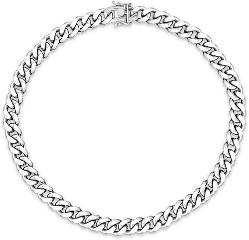 Savlano Pulsera de plata de ley 925 maciza italiana Miami cubana para hombres y niños, fabricada en Italia, viene con una caja de regalo