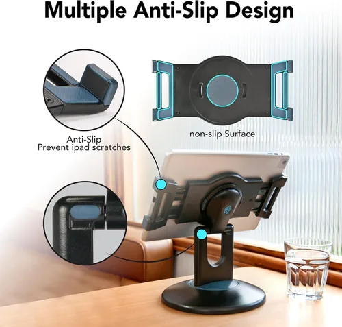 Miniatura 9 de EHO Soporte para iPad, soporte giratorio de 360°, quiosco de venta al por menor, adaptador universal de 6 a 13 pulgadas (pantalla) para iPad, Blanco