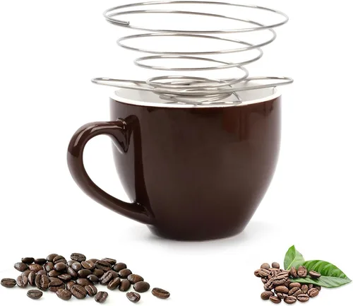 Miniatura 2 de SUEIANNMN - Soporte plegable para filtro de gotero de café, 1-2 tazas, filtro plegable de acero inoxidable reutilizable para cono de café, portátil