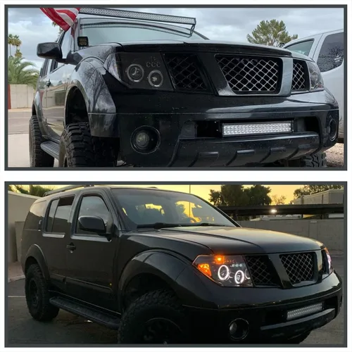 Miniatura 8 de SPEC-D TUNING Faros Delanteros Proyectores LED con Halo Negro Azabache Compatibles con Nissan Pathfinder 2005-2007, Nissan Frontier 2005-2008, Par