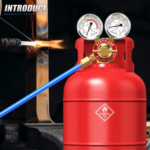 Miniatura 7 de MEANLIN MEASURE Manómetros de baja y alta presión para regulador de acetileno 1/4" NPT 2.5" Dial de cara, 30 Psi y 400 Psi Calibres de repuesto