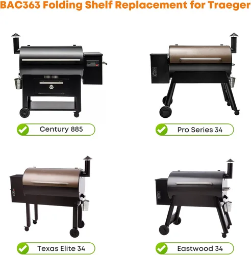 Miniatura 4 de Stanbroil Estante frontal plegable para parrilla de pellets Traeger Pro Series 34, repuesto para estante plegable BAC363, accesorios de parrilla