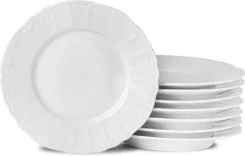 Miniatura 12 de Juego de 4 platos de cerámica para aperitivos, platos pequeños de postre de 5.6 pulgadas, platos redondos blancos para pan, mantequilla, aperitivos