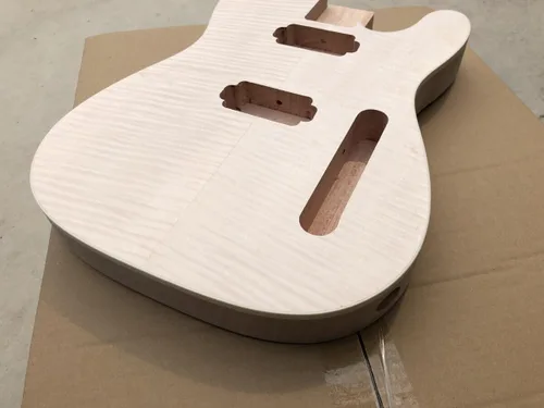Miniatura 6 de Cuerpo de guitarra eléctrica sin terminar, en blanco, llama de caoba, chapa de arce, perno de cuerpo de guitarra en reemplazo de proyecto