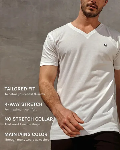 Miniatura 3 de INTO THE AM Camisetas prémium con cuello en V para hombre, camisetas ajustadas modernas S - 2XL
