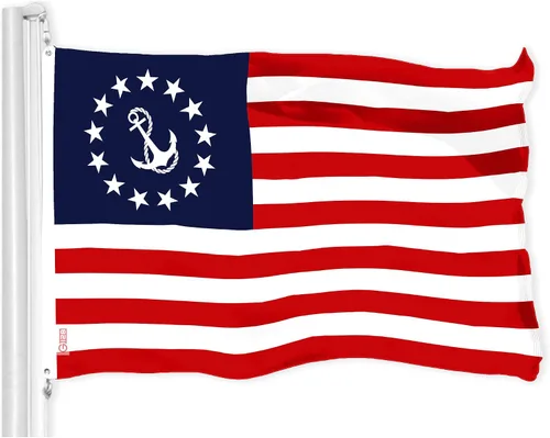 Miniatura 8 de G128 Bandera de bandera de yate de Estados Unidos, 16 x 24 pulgadas, serie ToughWeave bordada de poliéster 300D, bandera náutica, estrellas