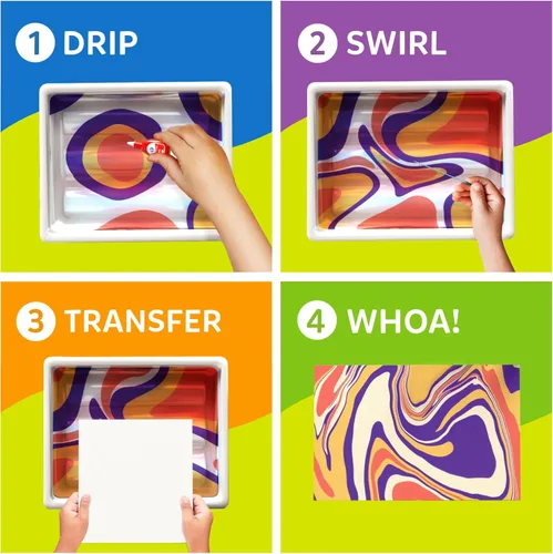 Miniatura 4 de Skillmatics Kit de pintura mágica de mármol para niños, actividades de arte y manualidades para niñas y niños, kit de mármol de agua, kits