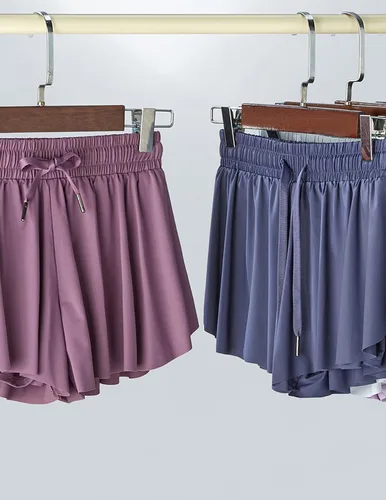 Miniatura 81 de Paquete de 3 pantalones cortos fluidos para niñas con forro de elastano, 2 en 1, faldas de mariposa para jóvenes, para fitness, correr, deportes