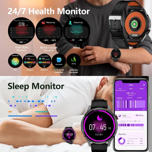 Miniatura 6 de Reloj inteligente para hombre con GPS integrado (respuesta/hacer llamadas/texto), reloj inteligente AI de 1.46 pulgadas para teléfonos