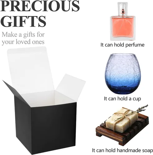 Miniatura 2 de COTOPHER Paquete de 25 cajas de regalo pequeñas de 5 x 5 x 5 pulgadas, cajas de regalo negras con tapas para regalos, manualidades, recuerdos