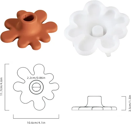 Miniatura 3 de BOOWAN NICOLE Soporte de vela de cemento irregular molde de silicona, molde de posavasos de hormigón Bandeja de vela de yeso Decoraciones