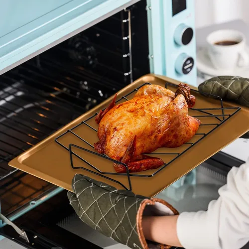 Miniatura 2 de Rejillas para asar a la parrilla y ahumar, estante para asar pavo, se puede utilizar en ambos lados, 12 x 10 pulgadas, color negro