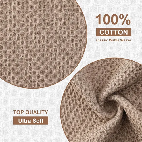 Miniatura 106 de Kitinjoy - Paños de cocina de 100 % algodón, tela de tejido gofrado, paño de limpieza ultrasuave, absorbente y de secado rápido. Beige